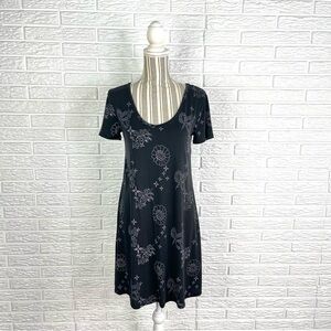 Mudd Black Floral Print Slinky Dress Size Small